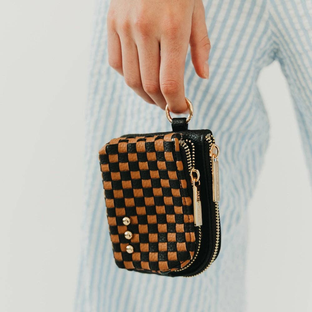Woven Cameron Double Zip Card Wallet