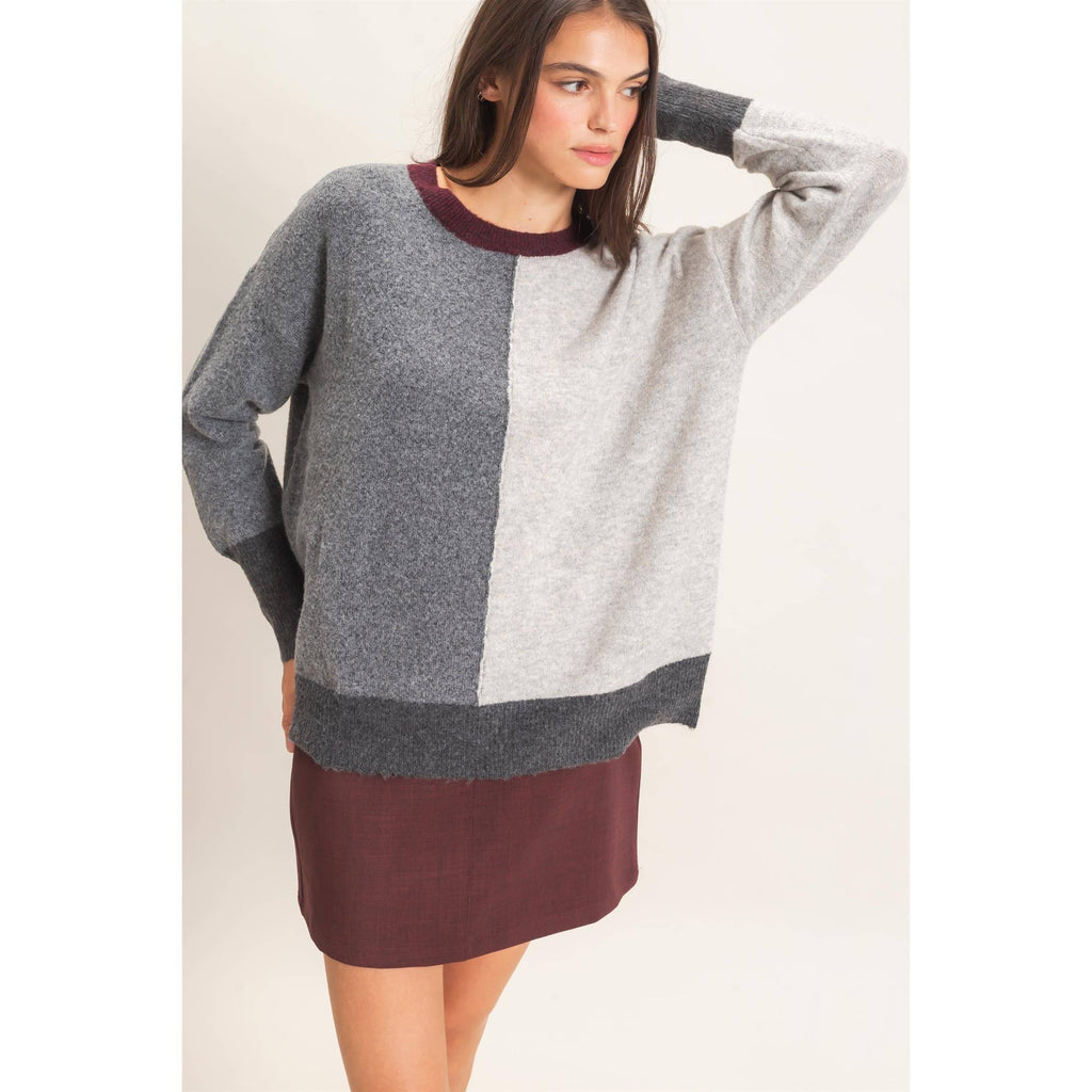 Colorblock Crew Neck Sweater