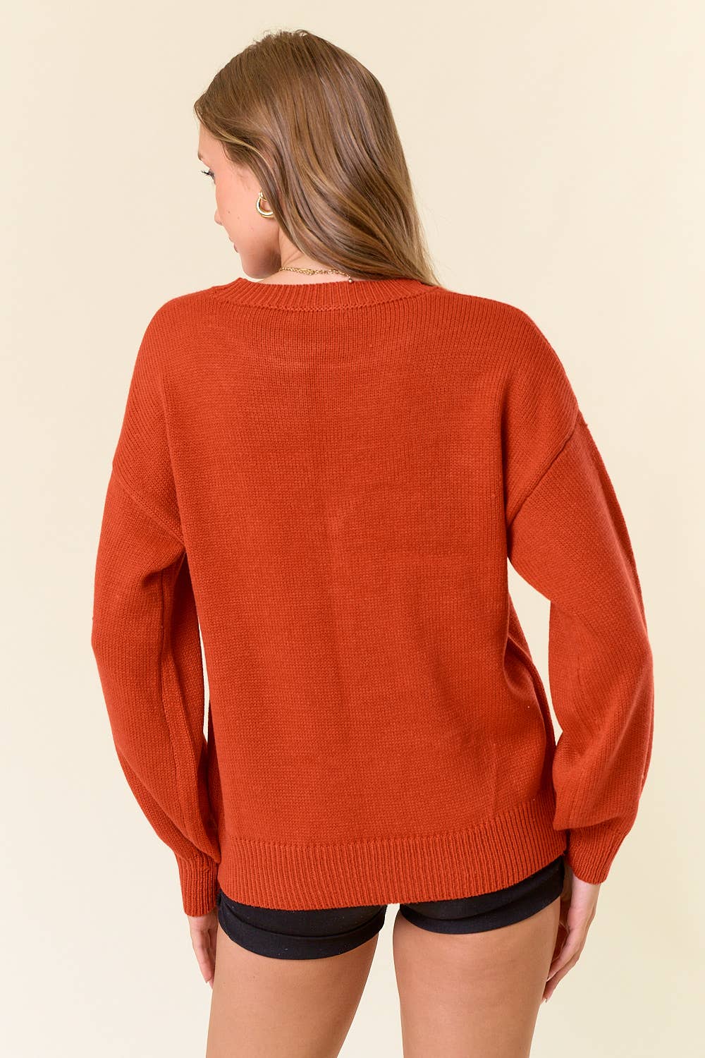 PUMPKIN Letter Embroidered Oversized Sweater Top