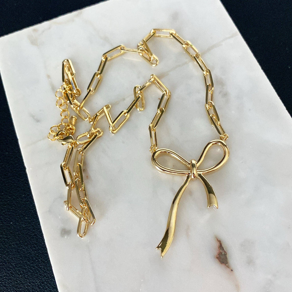 Paperclip Big Bow Necklace