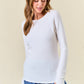 Knit Round Neck Thumb-Hole Long Sleeve Tee