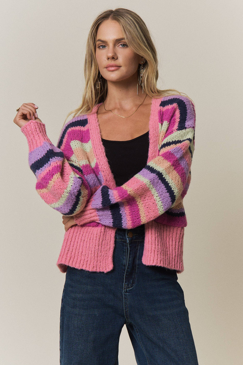 Vibrant Striped Cardigan