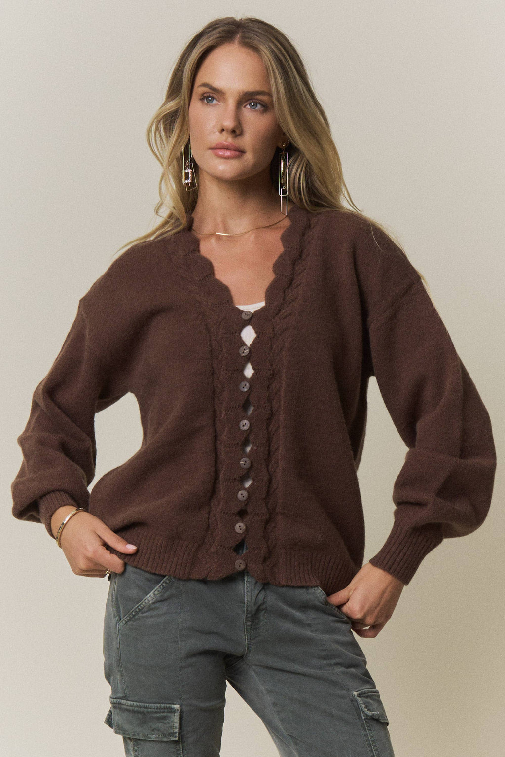 Scalloped Button Down Cardigan