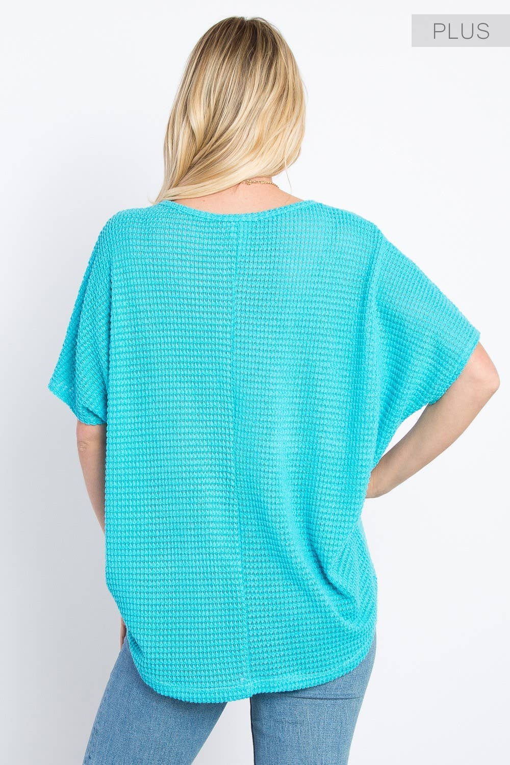 WAFFLE KNIT SHORT SLEEVE TOP