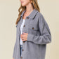 Fleece Knit Button-Down Shacket W/ Patch Pocket