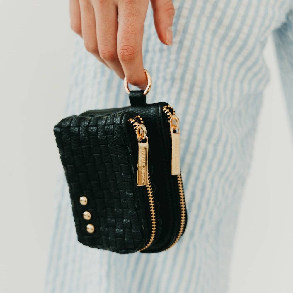 Woven Cameron Double Zip Card Wallet