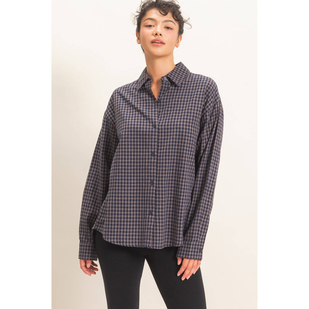 Plaid Button-Up Shirt