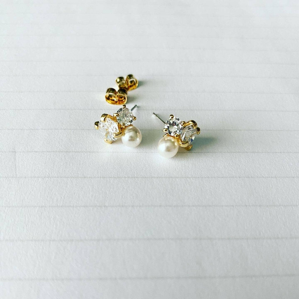 Pearl CZ Duo Earrings