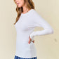 Knit Round Neck Thumb-Hole Long Sleeve Tee