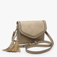 Sloane Flapover Crossbody w/ Whipstitch and Tassel