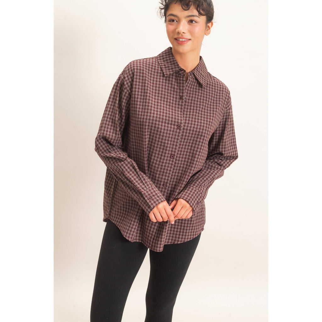 Plaid Button-Up Shirt
