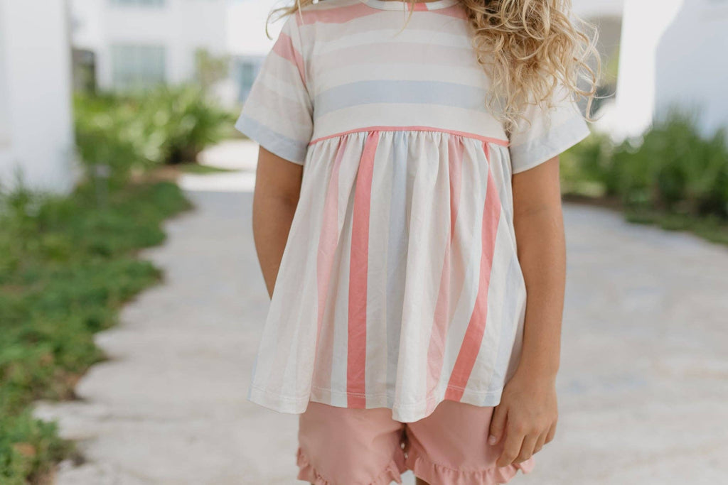 Kids Stripe Pocket Ruffle Short Set