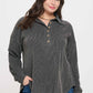 PINSTRIPE COLLARED HALF BUTTON KNIT TOP