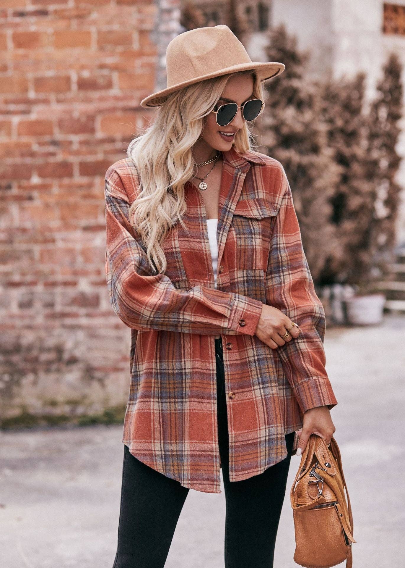 Oversized Loose Plaid Shirt