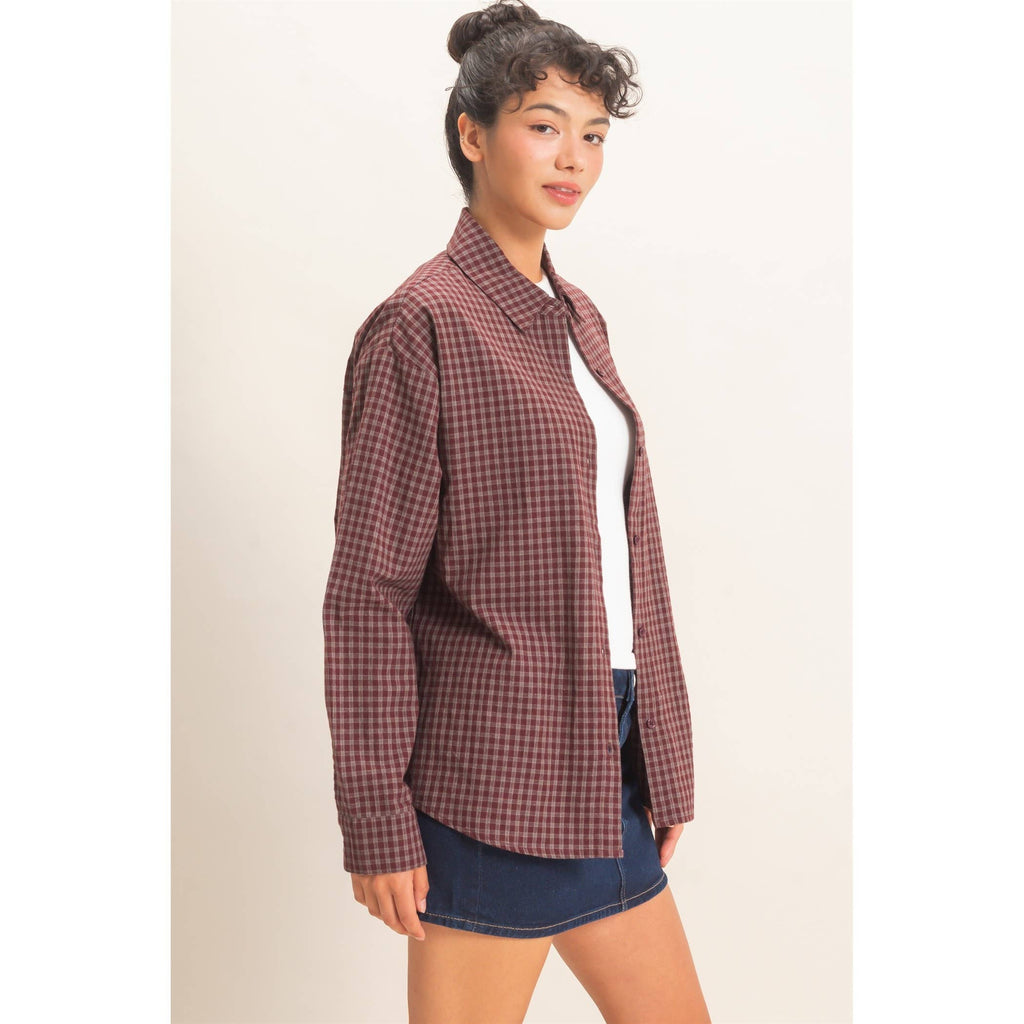 Plaid Button-Up Shirt