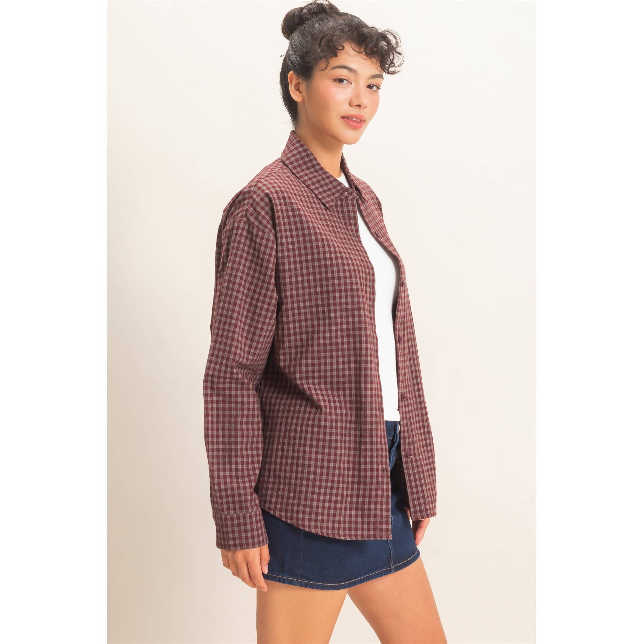 Plaid Button-Up Shirt