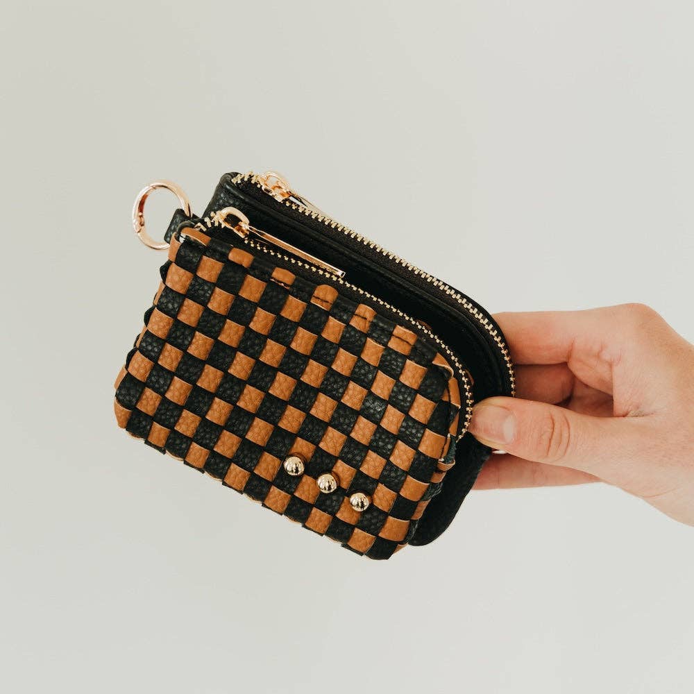 Woven Cameron Double Zip Card Wallet