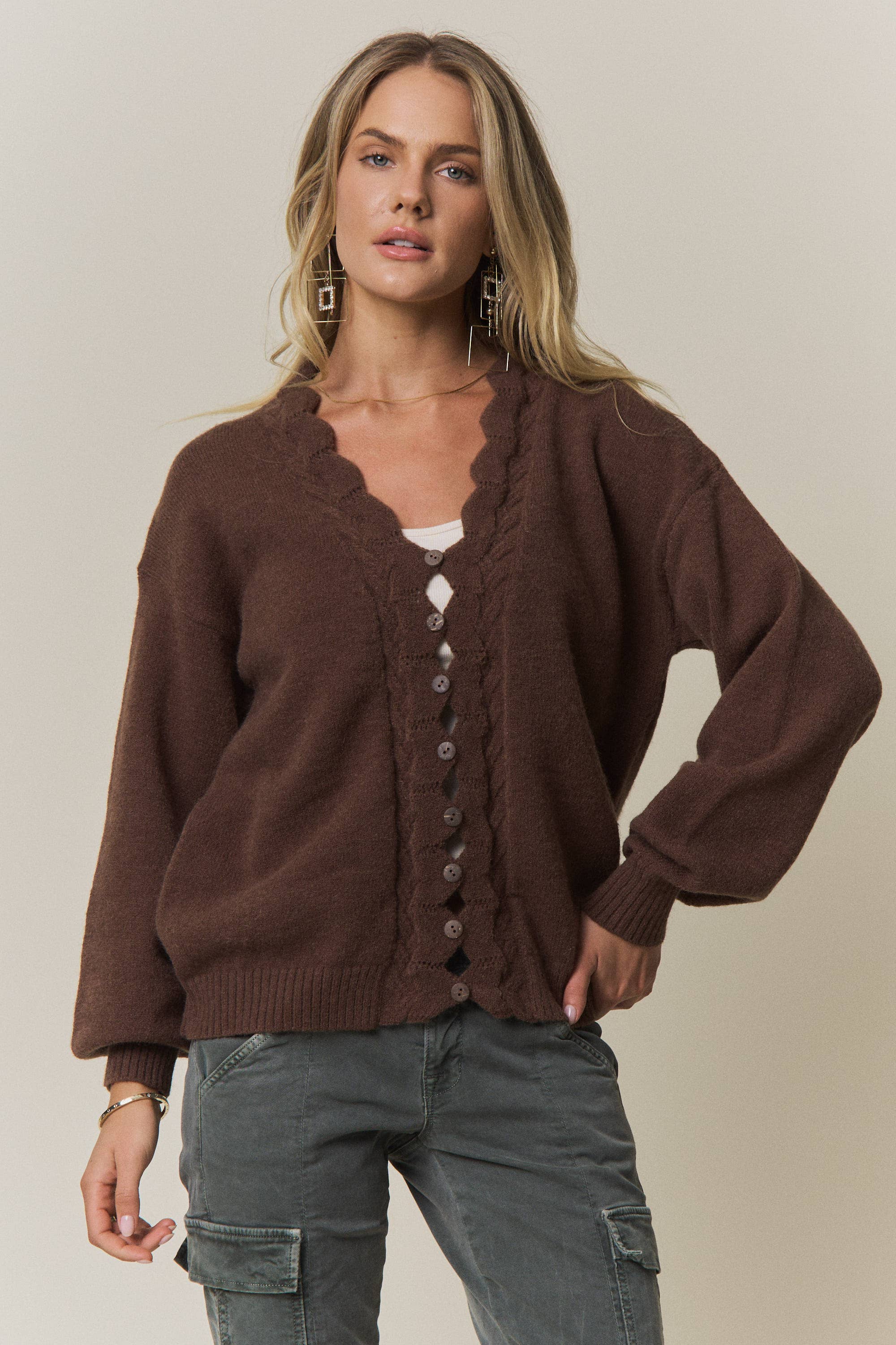 Scalloped Button Down Cardigan