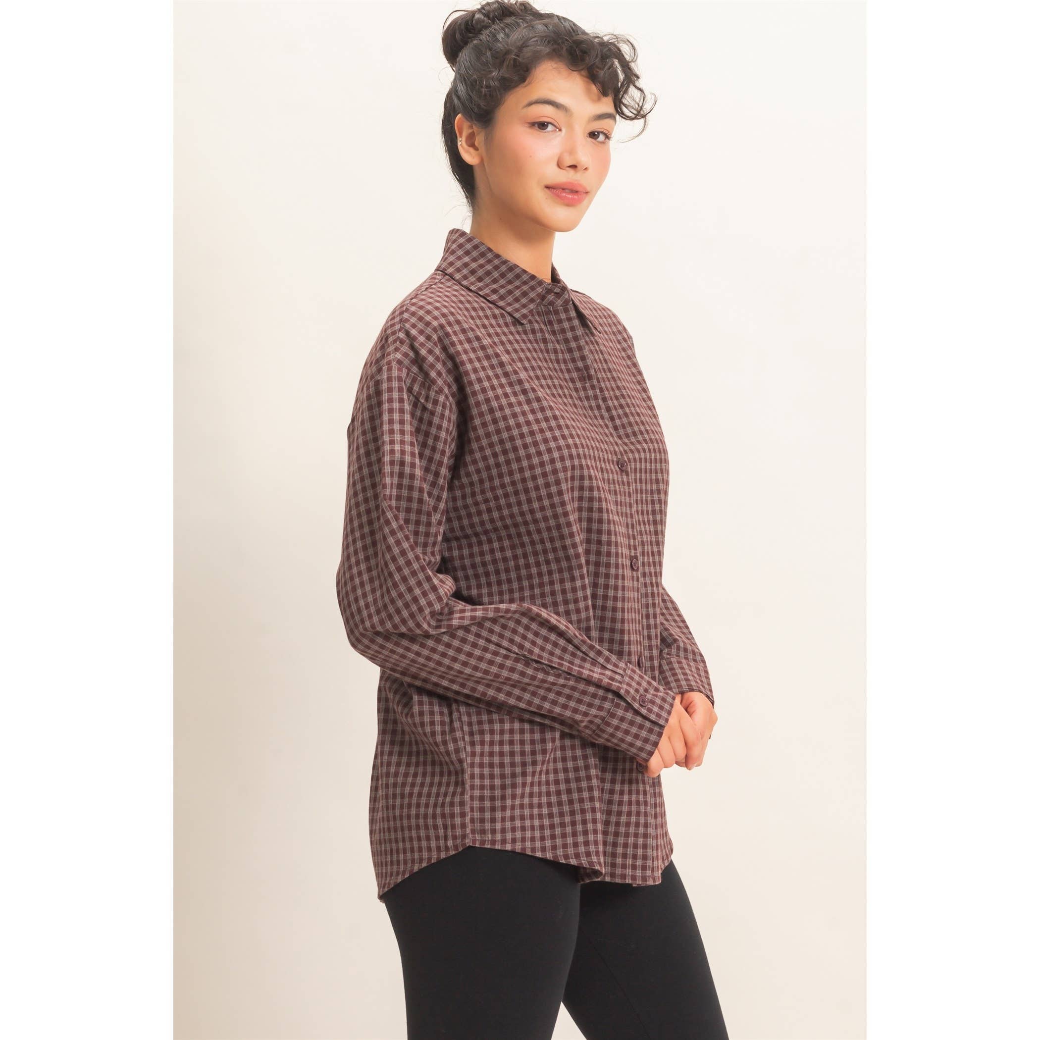 Plaid Button-Up Shirt