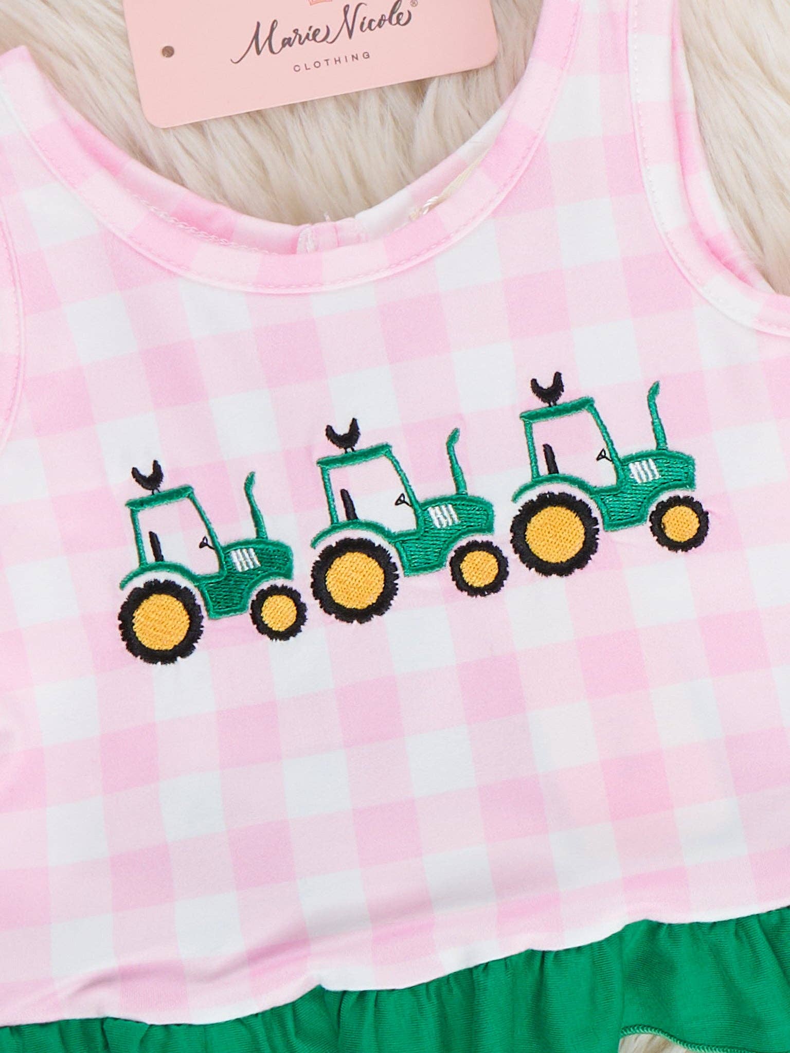 Little Farmer’s Embroidered Plaid Bloomers Outfit