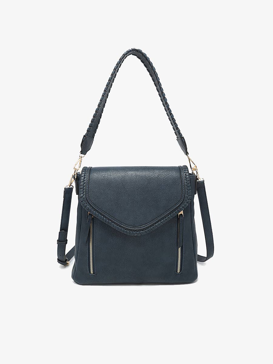Lorelei Double Zip Whipstitch Trim Crossbody