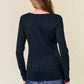 Knit Lace Trimmed V-Neck Long Sleeve Tee