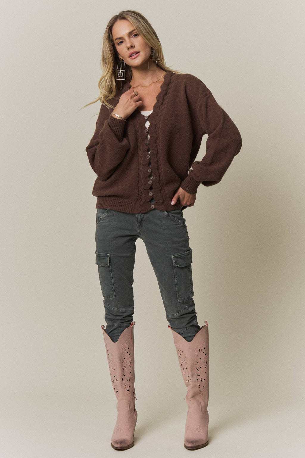 Scalloped Button Down Cardigan