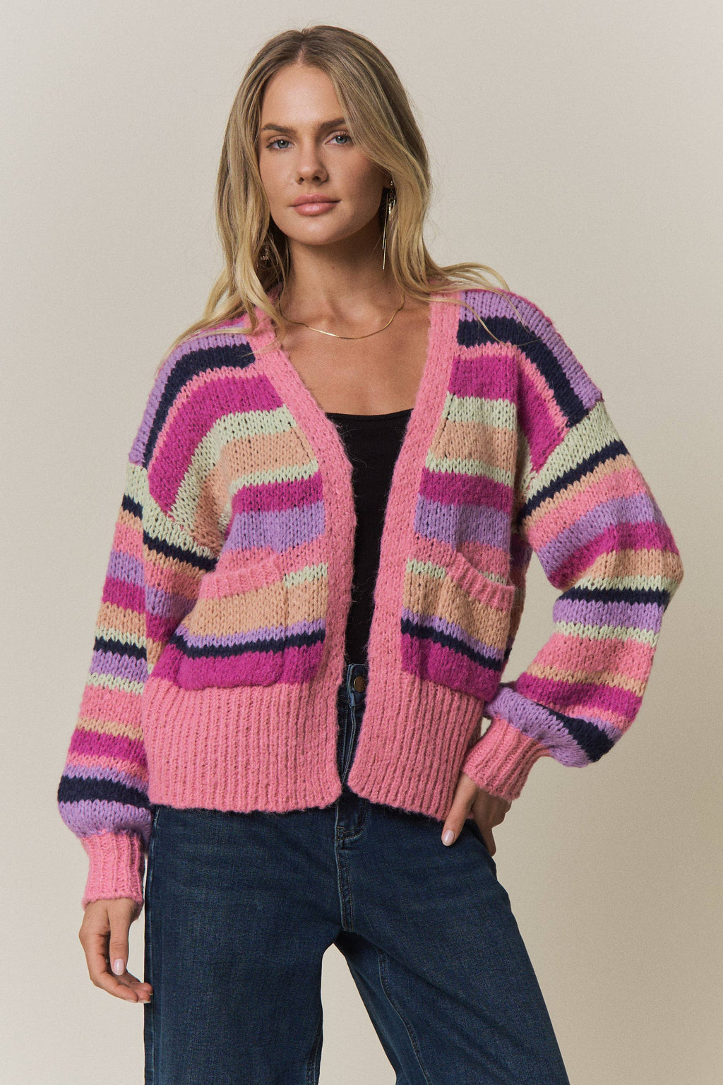 Vibrant Striped Cardigan