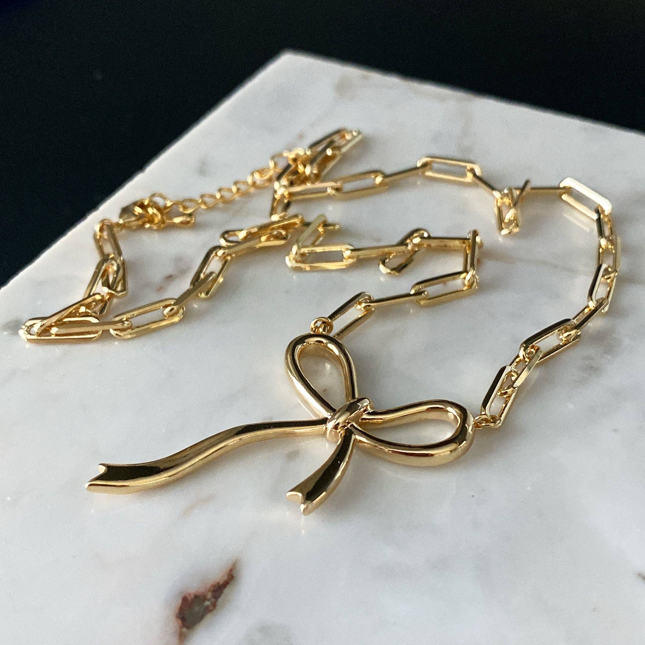 Paperclip Big Bow Necklace
