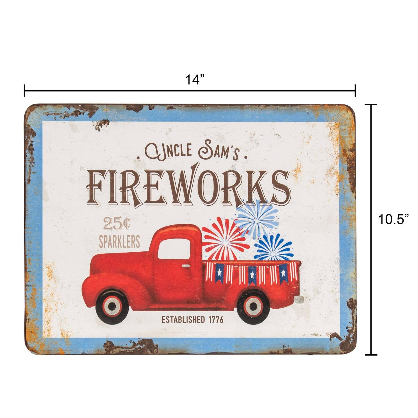 Uncle Sam's Fireworks Truck Rustic Metal Sign