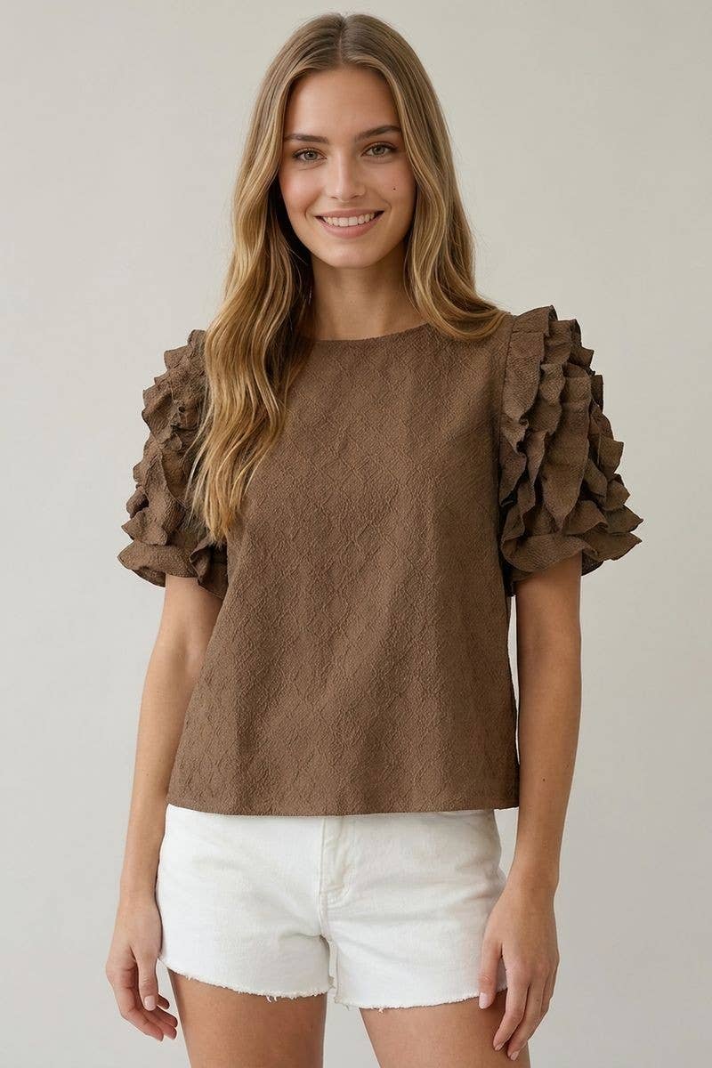 Ruffle Puff Sleeve Top