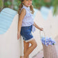 Howdy Country Girl Blue Denim Shorts Set