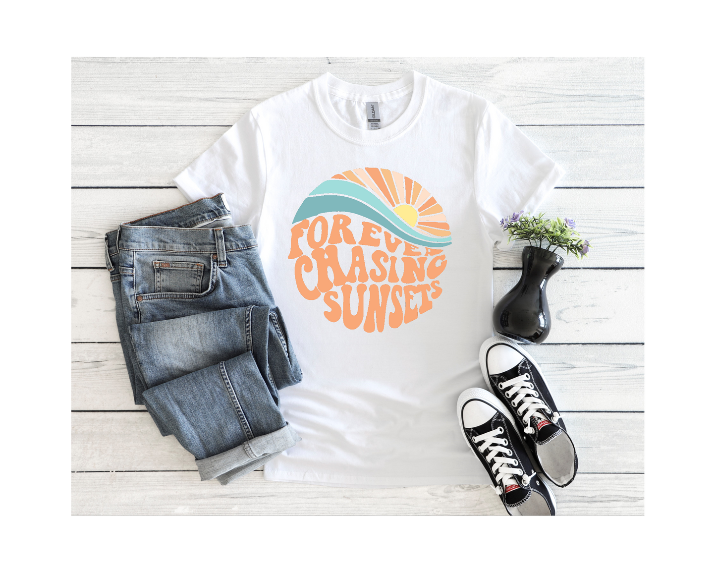 Forever chasing sunsets graphic tee