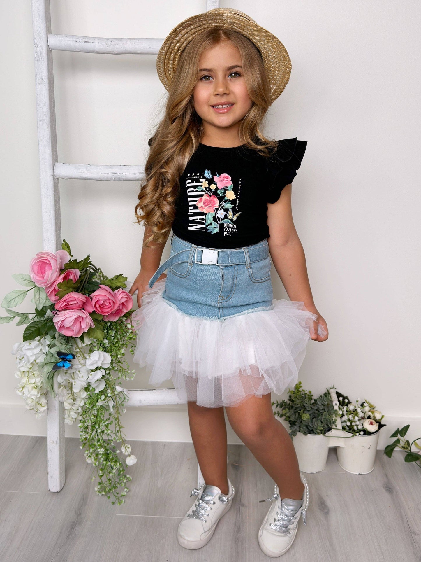 Nature Couture Denim Tulle Skirt Set