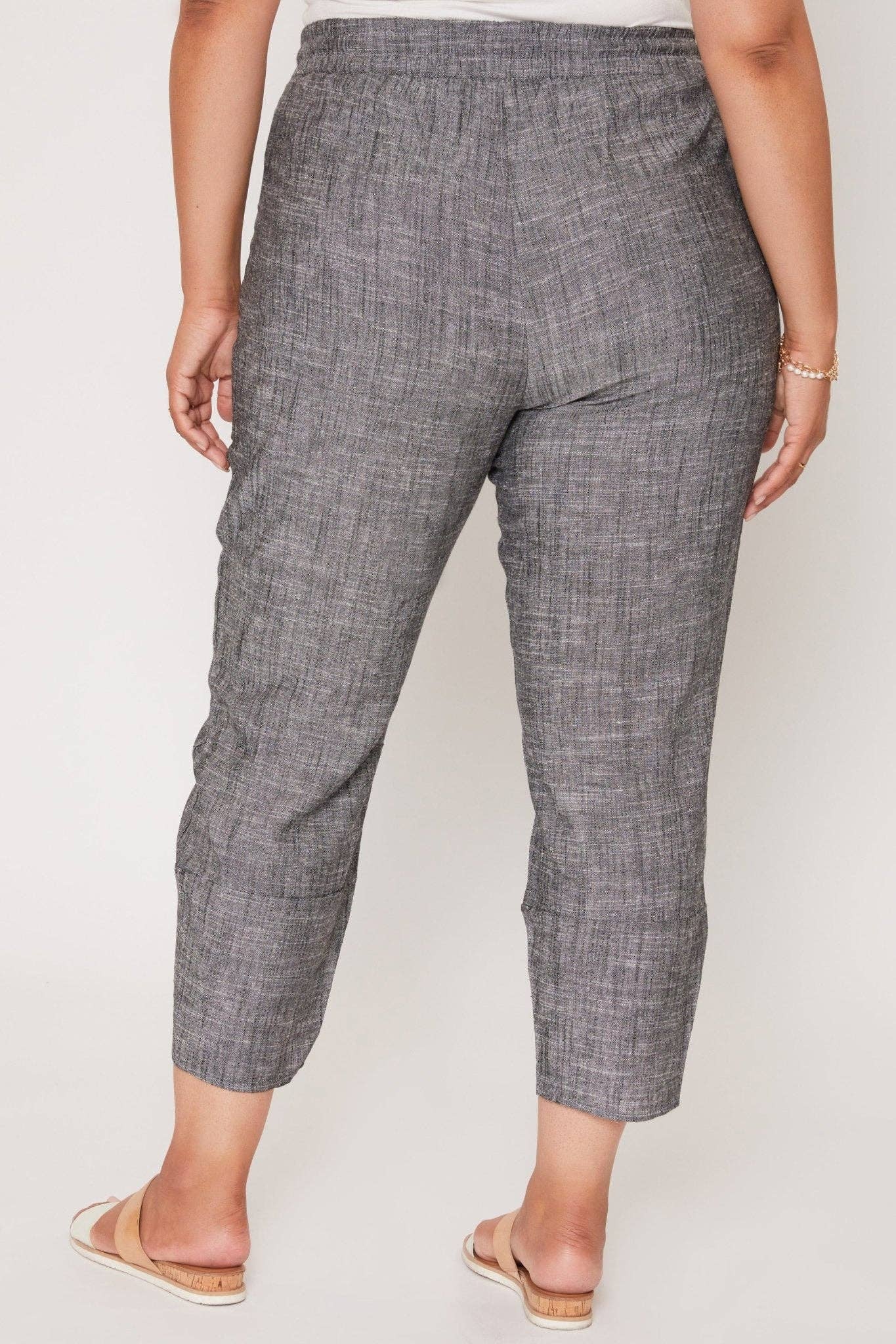 Linen Elastic Waist With Tulip Hem Pant