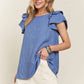 RUFFLE SLEEVE LINEN BLOUSE