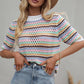 Crochet Short Sleeve Pullover Sweater