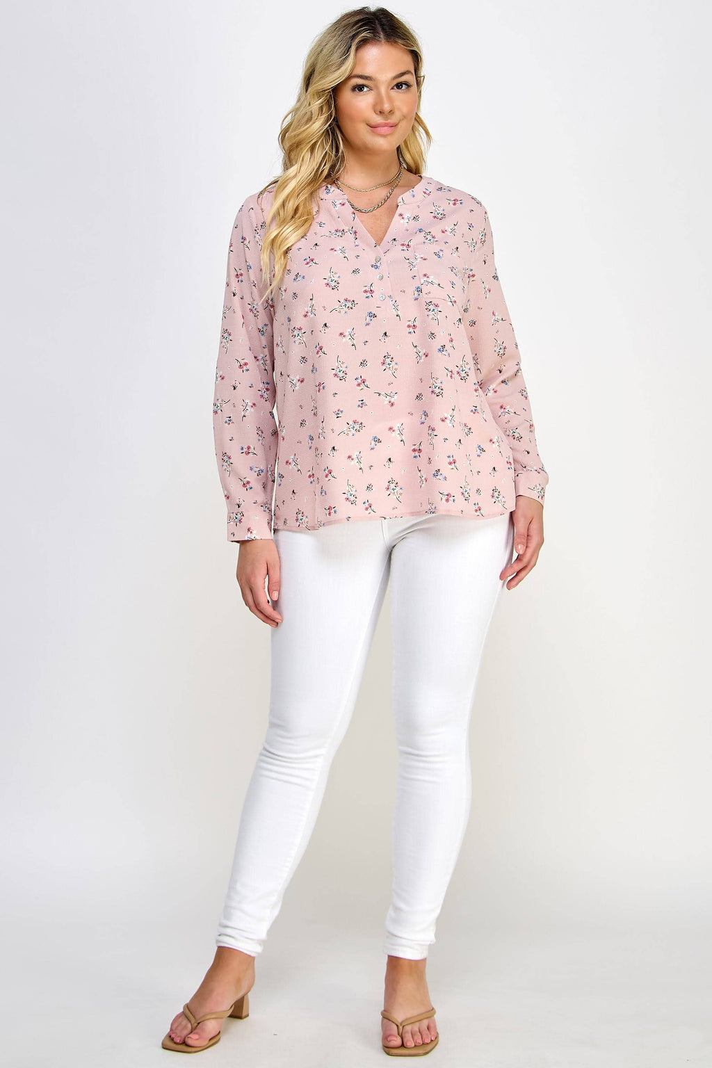 Floral Print Pop-over Blouse