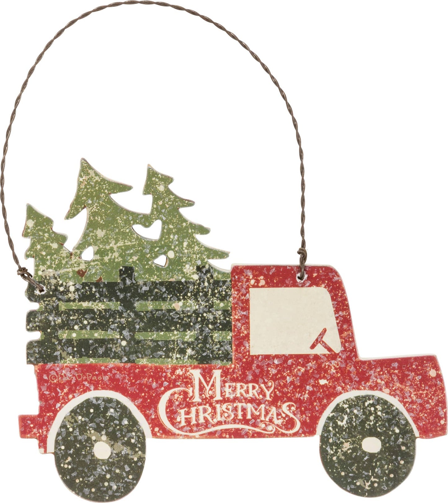 Tree And Truck Merry Christmas Ornament