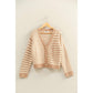 Checker And Stripe Contrast Cardigan