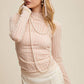 Semi Sheer Textured Lace Long-Sleeve Layering Top