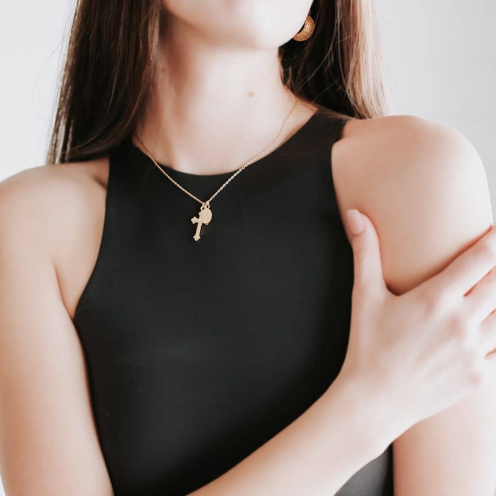 Creator Cross Gold Charm Necklace