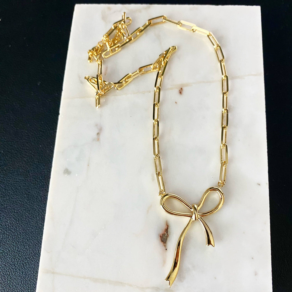 Paperclip Big Bow Necklace
