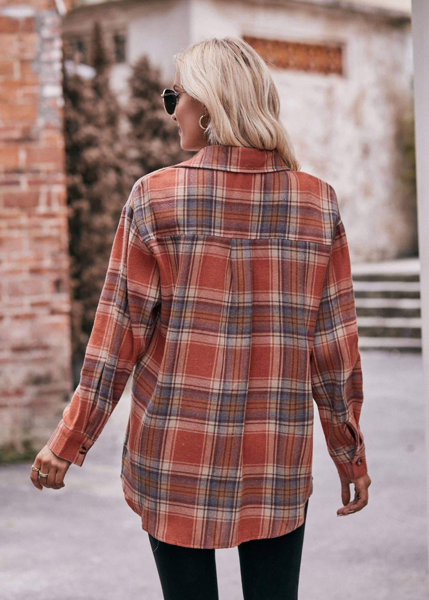 Oversized Loose Plaid Shirt