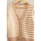 Checker And Stripe Contrast Cardigan